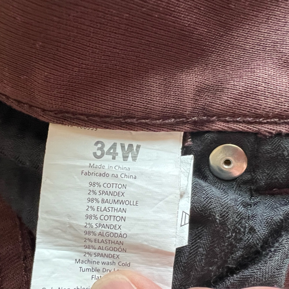 Krew men’s rusty brown button fly pants with just the right amount of stretch 34 - Picture 5 of 10